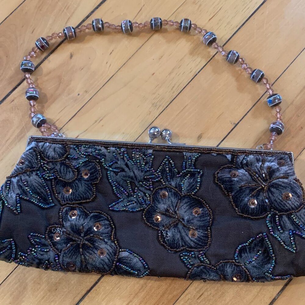 Vintage Brown Beaded Prom Purse